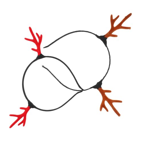WRITWAA 2 Stück Weihnachtliche Antler Haarreifen Weicher Rentiergeweih Haarreif für Handgefertigter Haarschmuck für Fest Cosplay und Geburtstagsfeiern Rot und Braun von WRITWAA