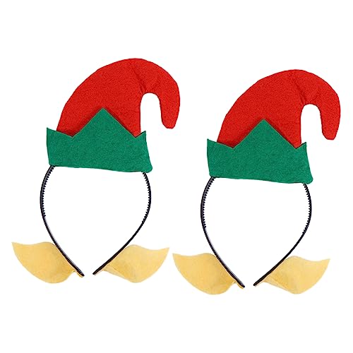 WRITWAA 2 Stück Weihnachtliche Elfenhut Haarreifen Lustige Party Kopfbedeckung für Kostümfeiern Karneval Weihnachts und Silvesterfeiern Auffällige Festtagsaccessoires von WRITWAA