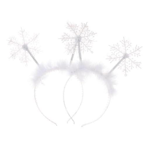 WRITWAA 2 Stück Weihnachtliche Haarbänder mit Sechszackigem Stern und Schneeflockenmotiv Langlebiges Stirnband mit Rentiergeweih Kinderfreundlich und Festlich für Weihnachtsfeiern und von WRITWAA