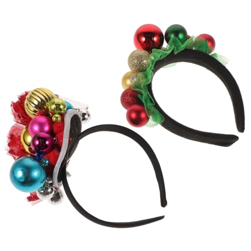 WRITWAA 2 Stück Weihnachtliche Haarschmuck Glocken Haarband Festliche Kopfbedeckung mit Kreativem Design Leichter Bequemer Haarreifen für Erwachsene Party und Karneval von WRITWAA