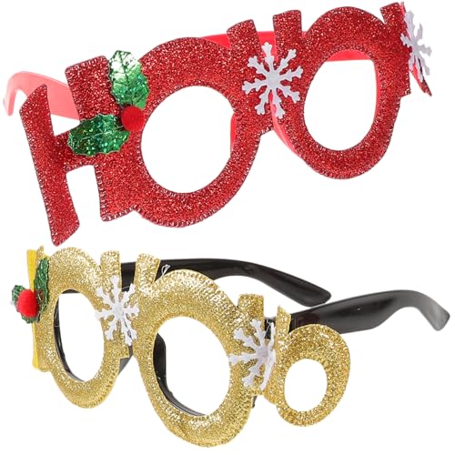 WRITWAA 2 Stück Weihnachtliche Partybrille Robustem Bunte Lustige Foto Requisiten für Erwachsene und Dekorative Brillenrahmen für Festliche Feiern und Fotosessions von WRITWAA