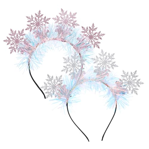 WRITWAA 2 Stück Weihnachtliches Stirnbänder mit Glitzer Schneeflocken Elastisch und Robust Festlicher Kopfschmuck für Erwachsene Vielseitig für Weihnachtsfeiern und Festtags Cosplay von WRITWAA