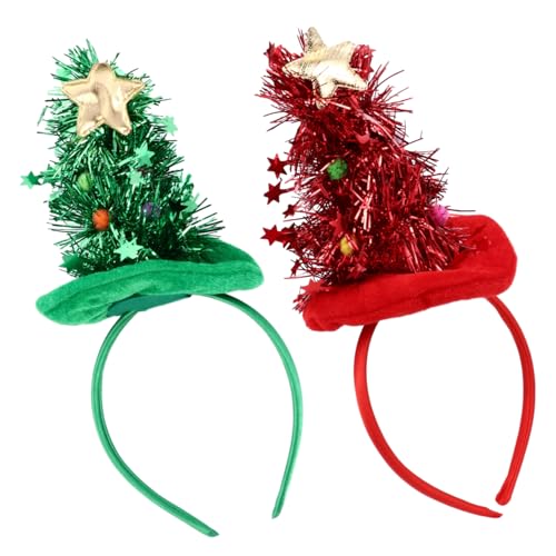 WRITWAA 2 Stück Weihnachts Haarreif Weihnachtsbaum Stirnband Licht Weiche Samt Materialien Festliche Kopfbedeckung für Erwachsene Zubehör von WRITWAA