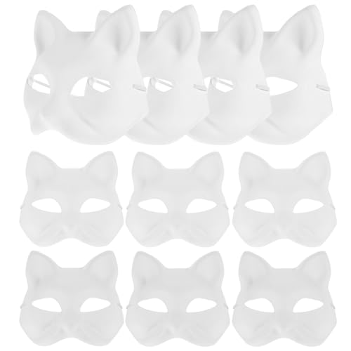 WRITWAA 20 Stück Tier-Diy-Masken Katzen-Färbemaske Katzen-Party-Maske Blanko Handbemalte Diy-Maske Weißes Papier Maskerade Cosplay-Masken Unbemalte Gesichtsmaske Fuchs-Kostüm-Maske von WRITWAA