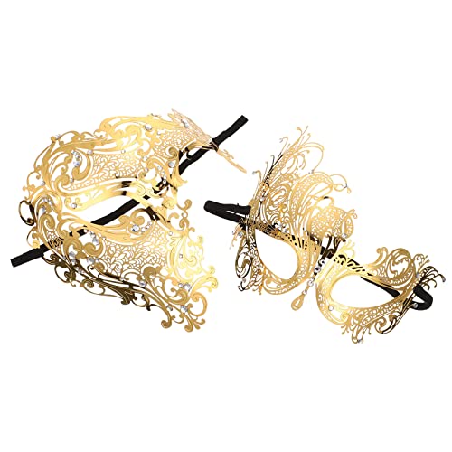 WRITWAA 2St Diamantmaske aus Metall Dekorationen Maske für Maskeradeparty für Frauen schmücken Gesicht halloween masken halloweenmaske tragbare Halloween-Maske zarte Maskerade Maske Golden von WRITWAA
