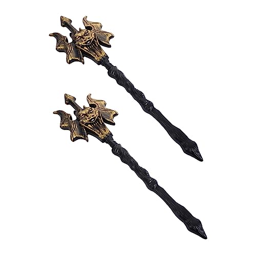 WRITWAA 2st Gewindestange Fork Halloweenkostüm Zauberstab Halloween-Cosplay-zubehör Kostüm Teufel Kleid Requisit Teufelsgabel Prop Gefälscht Plastik Golden von WRITWAA
