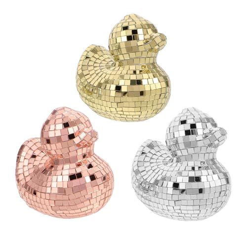 WRITWAA 3 Stück Disco-Enten: Hochglanz-Gartenstatuen für Partys im Freien – Lustige, reflektierende Tier-Requisiten für Partys auf dem Tisch im Innenbereich von WRITWAA
