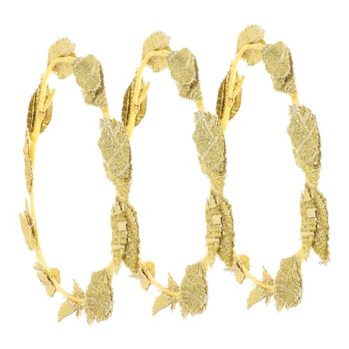 WRITWAA 3 Stück Goldene Blumenkranz Stirnband Romantisches Headpiece für Halloween Hochzeiten und Kostümpartys Haarschmuck Accessoire für Bräute und Festlichkeiten von WRITWAA