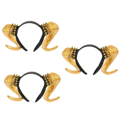 WRITWAA 3 Stück Goldener Horn Haarreif mit Nieten Langlebiger Gothic Kopfschmuck für Halloween Kostüm Party und Karneval Stilvolles DIY Accessoire für Damen und Herren von WRITWAA