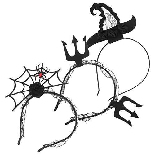 WRITWAA 3 Stück Halloween Haarreif mit Spinnennetz Cosplay Kopfschmuck Dekorative Accessoires für Halloween und Kostümpartys Leicht und Langlebig von WRITWAA