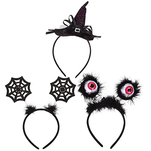 WRITWAA 3 Stück Halloween Haarreifen mit Kreativen Hexenhut Designs Lustige Kopfbedeckungen für Halloween Partys Kostümpartys und Gruppenfotos von WRITWAA