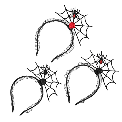 WRITWAA 3 Stück Halloween Haarreifen mit Spitze und Spinnennetz Flexibler Kopfschmuck für Damen und Sicher und Bequem für Halloween Party und Cosplay Langlebig und Dekorativ von WRITWAA
