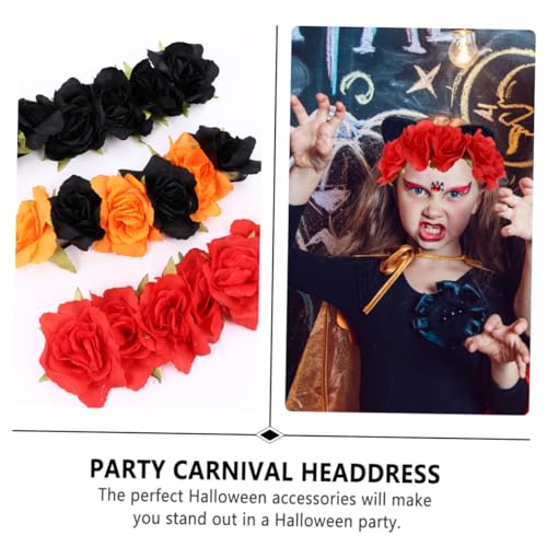 WRITWAA 3 Stück Halloween Haarschmuck Teiliges Realistische Blumen Stirnbänder in Rot Schwarz und Orange Schwarz Leichte Bequeme Party Kopfbedeckung für Damen und Halloween Kostüm WRITWAA 3 Stück Halloween Haarschmuck Teiliges Realistische Blumen Stirnbänder in Rot Schwarz und Orange Schwarz Leichte Bequeme Party Kopfbedeckung für Damen und Halloween Kostüm von WRITWAA