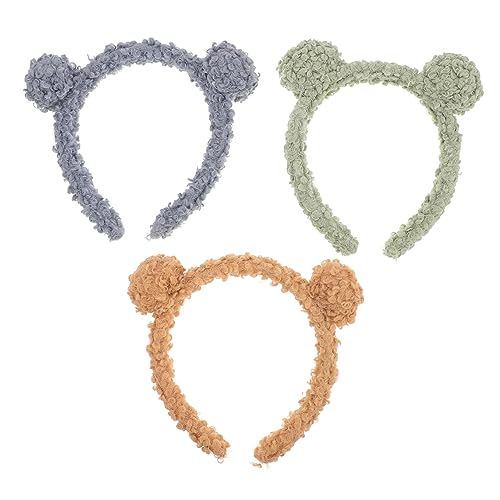 WRITWAA 3 Stück Plüsch Ohr Stirnband Haarschmuck Mädchen Kaninchen Süße Stirnbänder Damen Lockig Leopardenmuster Blau Das Tierfell Stirnband Kopfbänder Tiere Tierkostüm von WRITWAA