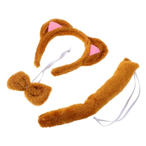 WRITWAA 3 Stück Teiliges Katzenohren Kostüm Set mit Plüsch Stirnband Schleife und Süßes Tierkostüm für Mädchen Party Hochzeit und Alltag Pflegeleichtes Zubehör für Katzen Cosplay von WRITWAA