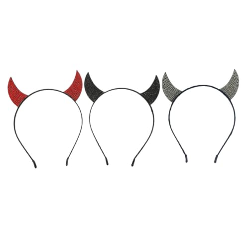 WRITWAA 3 Stück Teufelshörner Haarreif Leicht Tragbar für Halloween Karneval Maskerade und Cosplay Events Zubehör für Kostüme in Schwarz Rot und Weiß WRITWAA 3 Stück Teufelshörner Haarreif Leicht Tragbar für Halloween Karneval Maskerade und Cosplay Events Zubehör für Kostüme in Schwarz Rot und Weiß von WRITWAA