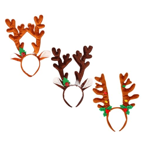 WRITWAA 3 Stück Weihnachts Haarreif mit Realistischen Rentiergeweihen Weicher Samt Festliches Party Accessoire für Erwachsene für Weihnachtsfeier und Karneval von WRITWAA
