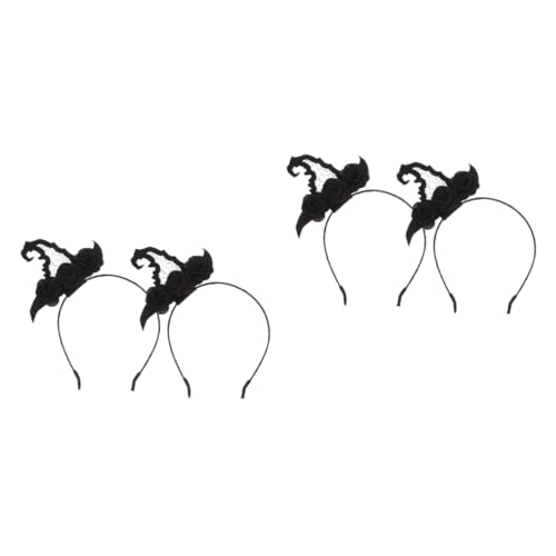 WRITWAA 4 Stck Teiliges Halloween Hexenhut Stirnband Langlebig und Bruchsicher Leichtes Cosplay Haarreif Zubehör Komfortabel und Rutschfest für Party und Kostüm Schwarze Halloween von WRITWAA