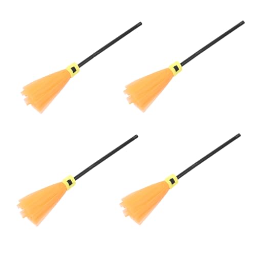 WRITWAA 4 Stück Halloween Hexenbesen aus Robustem Mesh Leicht und Langlebig Leuchtend Orange als Hexenbesen Requisiten für Hexen-Cosplay und Halloween Partydekoration von WRITWAA