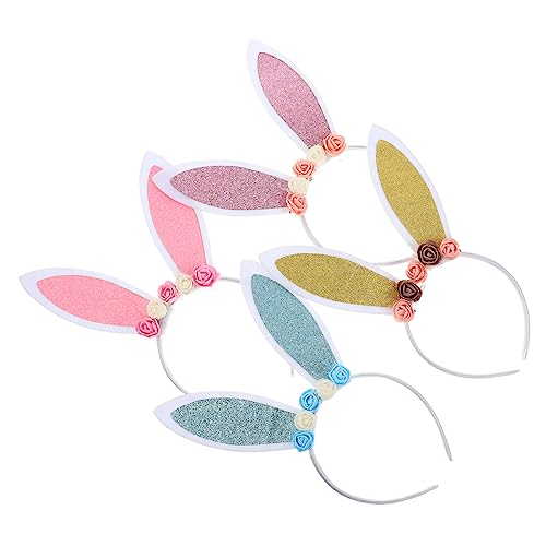 WRITWAA 4 Stück Hasenohr Stirnband Ohrschmuck Stirnbänder Für Mädchenparty Zu Rosa Hase -stirnbänder Für Mädchen Material Kaninchenohren Groß Grünes Zwiebeltuch von WRITWAA
