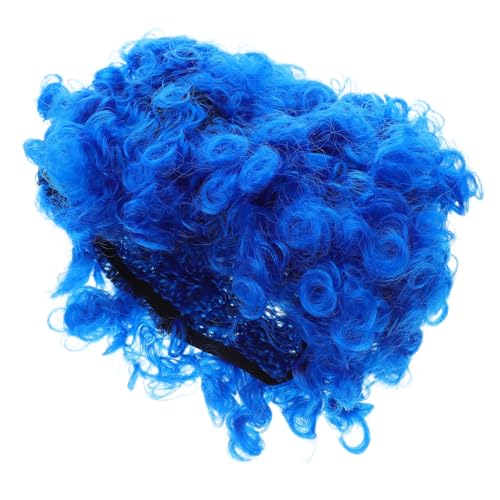 WRITWAA 4 Stück Teiliges Blaues Afro Perücken Lockige Clown Perücke Disco Party Karneval Kostüm Zubehör Unisex Pflegeleicht Vielseitig für Halloween und Gruppenevents von WRITWAA