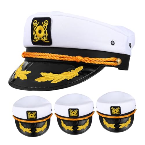 WRITWAA 4 Stück Verstellbare Matrosenkappen aus Leichtem Polyester mit Besticktem Design Schnell Trocknend Komfortabler Sitz für Yachtpartys Segelabenteuer und Nautische Kostüme von WRITWAA
