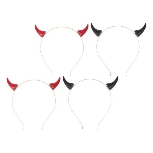 WRITWAA 4 Stücke Halloween Haarreifen mit Teufelshörnern Lustige Kostüm Accessoires für Halloween Geburtstagsfeiern und Cosplay Veranstaltungen von WRITWAA