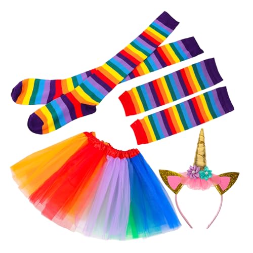 WRITWAA 4stücke Teiliges Kostümset Mit Regenbogen-tüllrock Handschuhen Socken Und Einhorn-haarband Für Erwachsene Für Partys Tanzveranstaltungen Und Fotografie WRITWAA 4stücke Teiliges Kostümset Mit Regenbogen-tüllrock Handschuhen Socken Und Einhorn-haarband Für Erwachsene Für Partys Tanzveranstaltungen Und Fotografie von WRITWAA