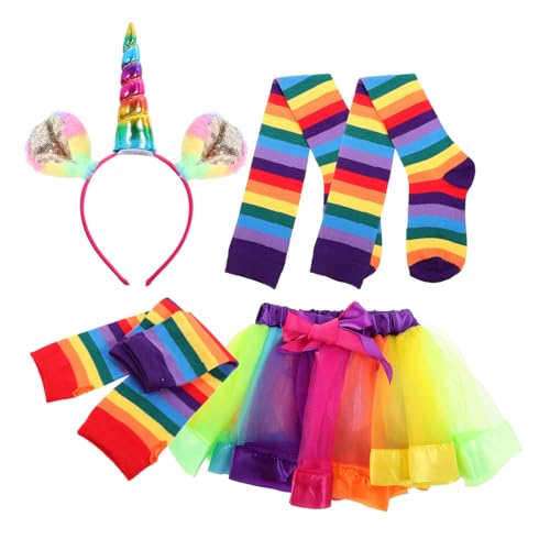 WRITWAA 4 Teiliges Regenbogen Tutu Kleid Set Für ädchen Mit Haarband Ellenbogenlange Handschuhe Und Socken Perfekt Für Kostümpartys Und Anlässe WRITWAA 4 Teiliges Regenbogen Tutu Kleid Set Für ädchen Mit Haarband Ellenbogenlange Handschuhe Und Socken Perfekt Für Kostümpartys Und Anlässe von WRITWAA