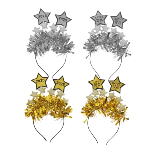 WRITWAA 4 Teiliges Year Haar Accessoire mit Glitzernden Stern Stirnbändern Modisch und Stylisch Festliches Design für Damen für Silvesterpartys und Festliche Anlässe von WRITWAA