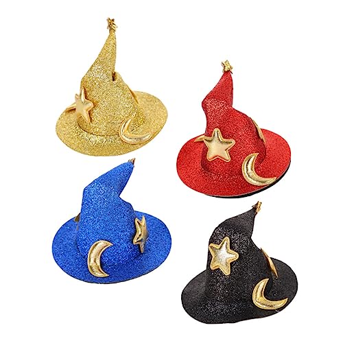 WRITWAA 4Stücke Halloween Haarklammern Im Hut Design Farbenfrohe Haarspangen Für Looks Accessoire Für Halloween Partys Und Kostümveranstaltungen von WRITWAA