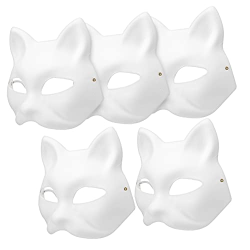 WRITWAA 5 Stk Katze Gesichtsmaske Bemalbare Leere Maske Wolfsmaske Leere Kostümmasken Fuchs Therian-maske Verkleidungsmasken Anime-masken Zum Selbermachen Halloween Papier Japan Kind Tier von WRITWAA