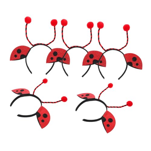 WRITWAA 5 Stück Teiliges Marienkäfer Haarband mit Kleinen Roten Antennen Leichtes und Bequemes Stirnband für Frauen und Detailreiche Accessoires für Party Karneval und Fasching von WRITWAA