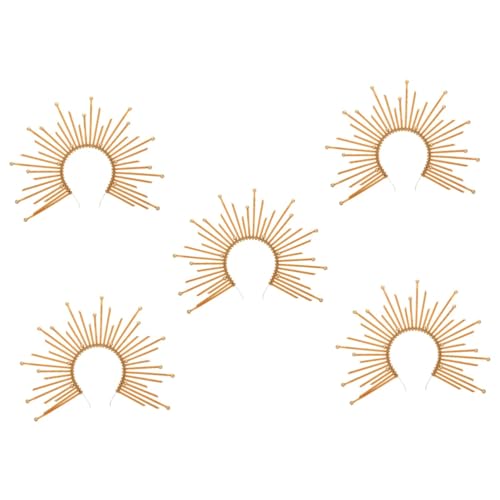 WRITWAA 5 Stück Vintage Haarband mit Goldener Krone Strahlenförmiger Haarschmuck für Damen Flexibles Stirnband für Halloween Party Cosplay und Festliche Anlässe Komfortabel und Gestaltet von WRITWAA