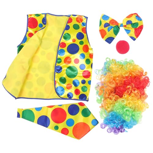 WRITWAA Deko Halloween Kostüme 5 Teiliges Clown Kostü Set Für Erwachsene Clown Perücke Rote Nase Fliege Weste Und Weitere Clown Requisiten Für Karneval Halloween Und Cosplay Events WRITWAA Deko Halloween Kostüme 5 Teiliges Clown Kostü Set Für Erwachsene Clown Perücke Rote Nase Fliege Weste Und Weitere Clown Requisiten Für Karneval Halloween Und Cosplay Events von WRITWAA