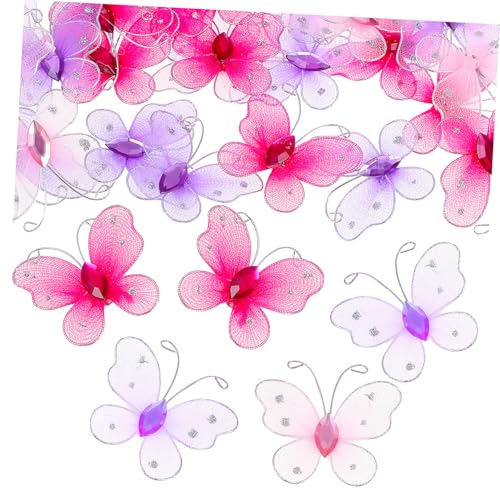 WRITWAA 50 Stück Teiliges Nylon schmetterlinge Dekorationsset Leichte Langlebige in Flieder und Purpur Vielseitig für DIY Kleidung Hochzeiten Partys und Alltagsmode von WRITWAA