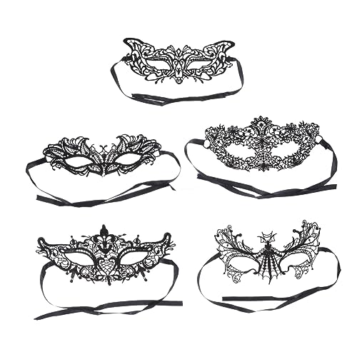 WRITWAA 5st Halbe Gesichtsmaske Aus Spitze Schwarzes Halloween Halloween-maske Maskerademasken Led-maske Cosplay-maske Für Männer Katzenmasken Streich Kostüm Halloween-spitzenmasken Black von WRITWAA