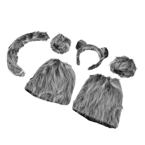 WRITWAA 6 Stück Flauschige Ohren Haarreif Handschuhe Beinstulpen für Halloween Cosplay und Partys Tierkostüm Zubehör für Erwachsene von WRITWAA