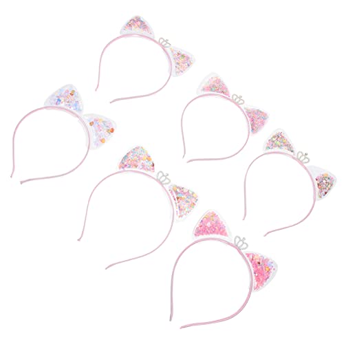 WRITWAA 6 Stück Glitzernde Katzenohren Haarreif Stilvolles Cosplay Zubehör für Halloween Karneval und Partys Zufällige Farben und Designs Langlebig und für Zufällige Farbe von WRITWAA