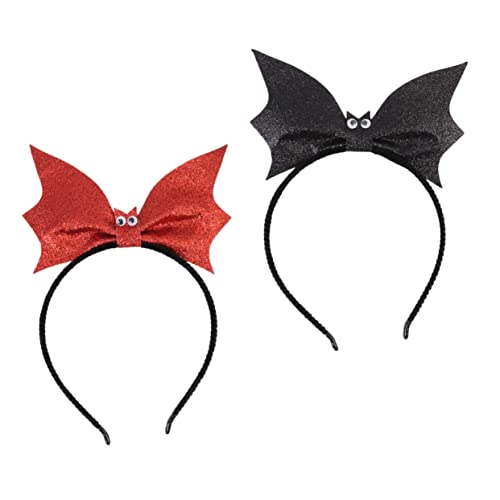 WRITWAA 6 Stück Halloween Fledermaus Haarreif Halloween Haaraccessoire mit Bat Cosplay Design Leicht Anzuziehen Schwarz und Rot und Kostümspaß von WRITWAA