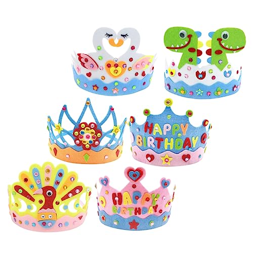 WRITWAA 6 Stück Teiliges Diy für Kindergeburtstage Headdresses aus Filz Gestaltete Tiara für Familienfeiern und Fotografie Blauer und Pinker Krone für Unvergessliche WRITWAA 6 Stück Teiliges Diy für Kindergeburtstage Headdresses aus Filz Gestaltete Tiara für Familienfeiern und Fotografie Blauer und Pinker Krone für Unvergessliche von WRITWAA