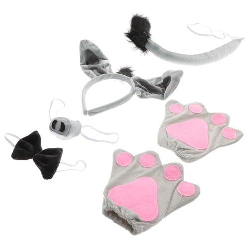 WRITWAA 6 Stück Teiliges Donkey Kostüm Set für Kopfband Nase Fliege und Handschuhe für Halloween Karneval Kostümpartys und Fotoshootings von WRITWAA
