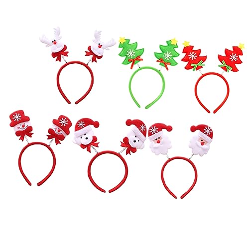 WRITWAA 6 Stück Teiliges Weihnachts Haarband mit Elastischen Beweglichen Cartoon Elementen Weihnachtliche Haarschmuck für Langlebig Bequem für Festliche Partys und Kostüme von WRITWAA