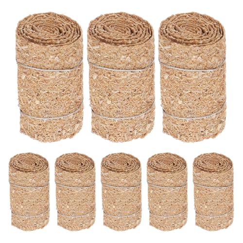 WRITWAA 8 Stück Mini-Heuballen, Miniatur-Strohfigur für Puppenhaus, gefälschte Heuhaufenballen, Requisiten für DIY-Herbsternte, Basteln, Mini-Haus, Gartendekoration von WRITWAA