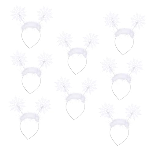 WRITWAA 8 Stück Teiliges Weihnachts Schneeflocken Haarreifen Langlebige Haarbänder mit Kreativem Design Dekorative Party Haarschmuck für Xmas Feiern und Festliche Anlässe von WRITWAA