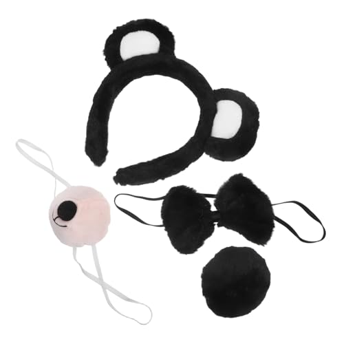 WRITWAA Bären-ohren Haarreif mit Plüschohren Fliege und Leichtes Halloween Kostümzubehör für Erwachsene Passend für Cosplay und Themenpartys von WRITWAA