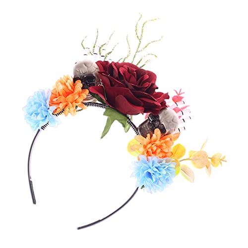WRITWAA Blumen Skelettkopf Haarreif für Halloween Langlebiges Haarschmuck Accessoire für Kostümpartys Geeignet für Erwachsene und Cosplay Ergänzung für Ihr Halloween Outfit Schaffen Sie von WRITWAA