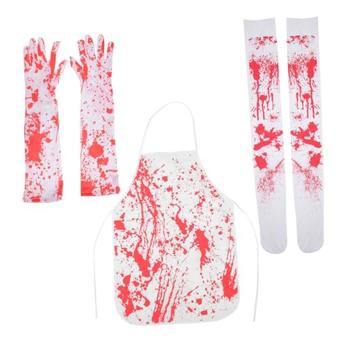 WRITWAA Blutiges Halloween Kostüm Set Blutschürze Blutverschmierte Handschuhe Knielange Socken Realistische Horror-accessoires für Party und Cosplay von WRITWAA