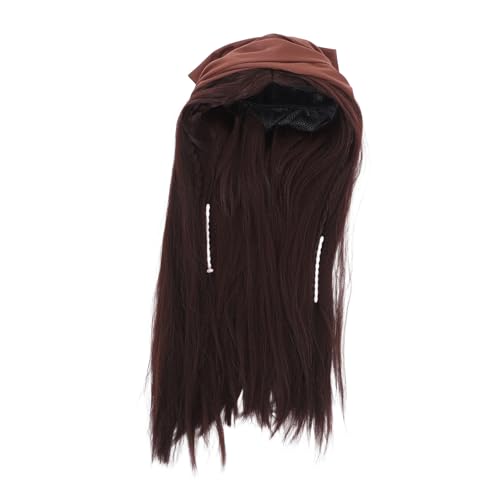 WRITWAA Braune Piratenperücke: Halloween Cosplay Kostümzubehör - Stylische Piratenperücke mit Kopftuch-Set - Cosplay Haarteil für Party und Rollenspiele von WRITWAA