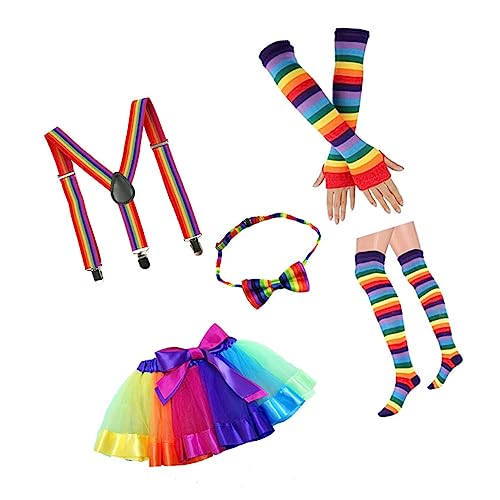 WRITWAA Kostüme Für Mädchen Regenbogen-tutu-rock Party-outfit Tutu-rock-set Mit Schleife Und Strümpfen WRITWAA Kostüme Für Mädchen Regenbogen-tutu-rock Party-outfit Tutu-rock-set Mit Schleife Und Strümpfen von WRITWAA